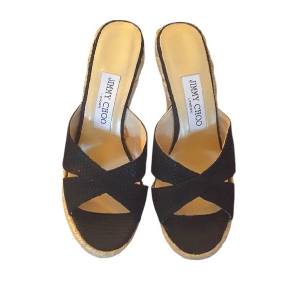 Jimmy Choo Authentic Espadrille Wedge Sandals Size 39/6 Women's - Picture 1 of 10